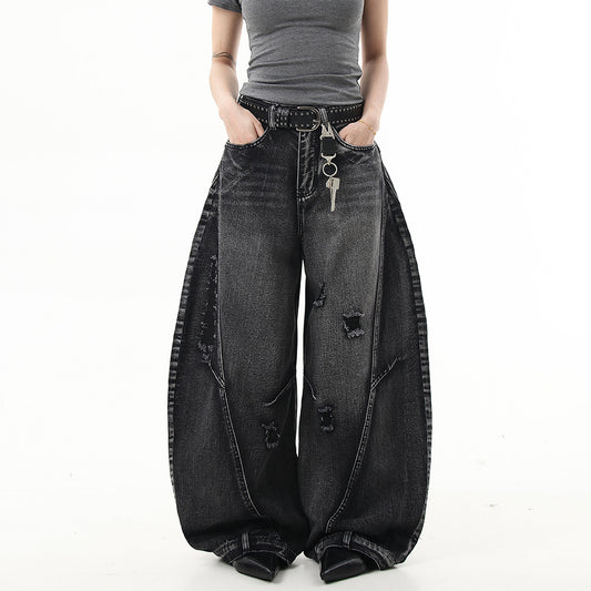 Vintage washed vintage curved knife dad jeans