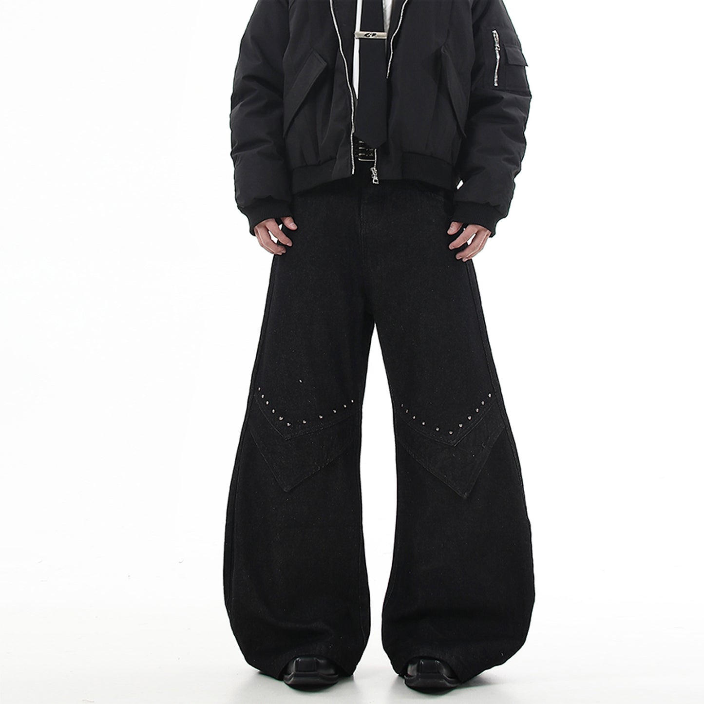 Bent knife denim straight tube slightly flared Vibe pants
