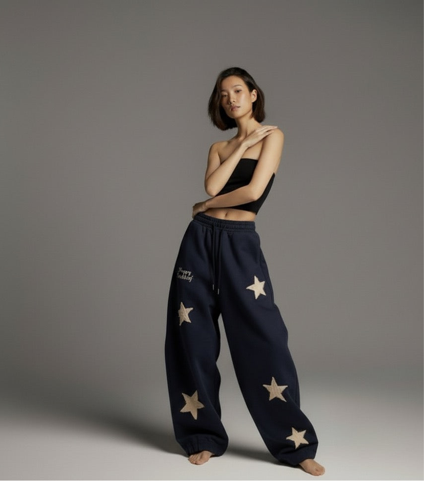 Retro street dance loose hanging feeling curved knife wide leg pants