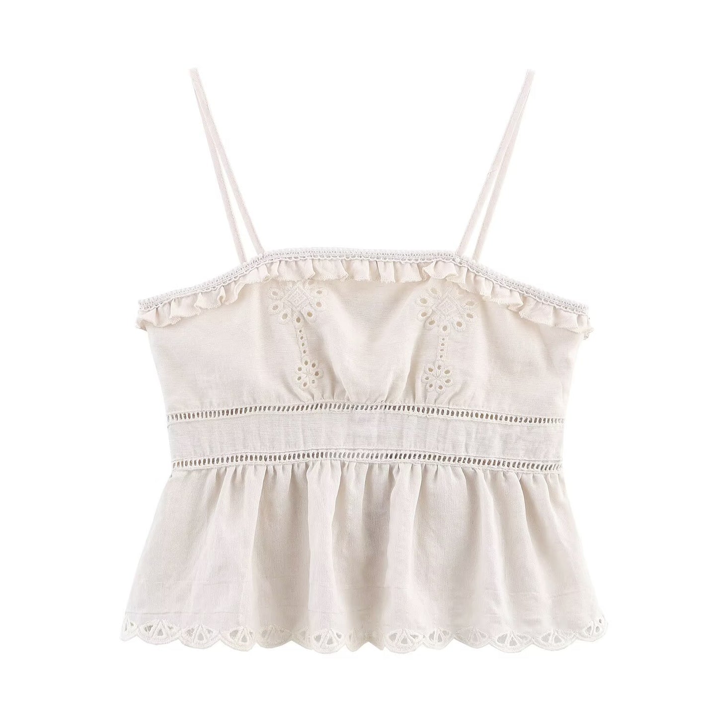 Embroidered short suspender+Embroidered skirt set for women