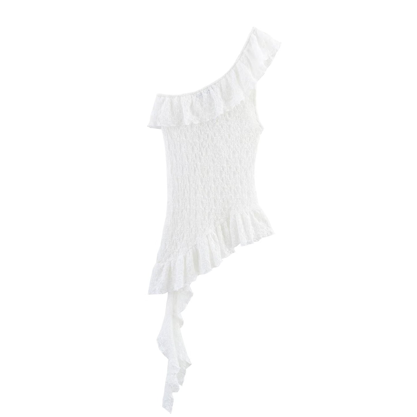 Asymmetric Lace Top + Skirt Set for Women