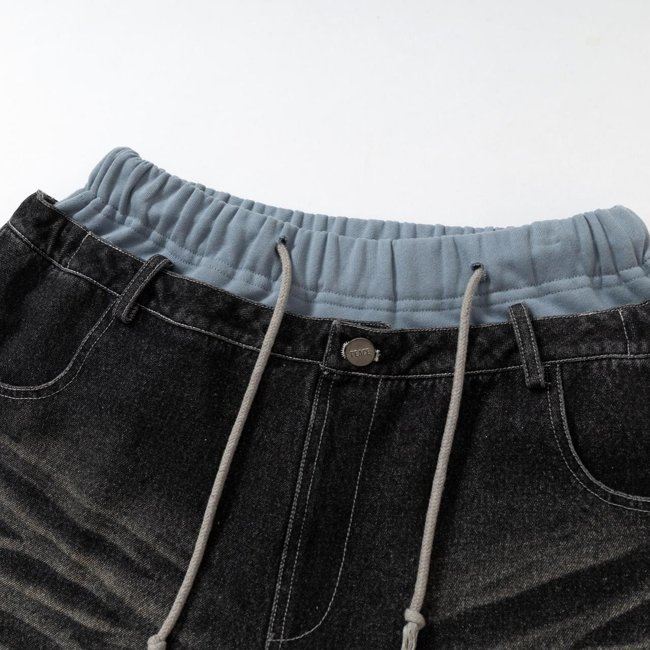 Retro ripped contrasting color patchwork casual pants