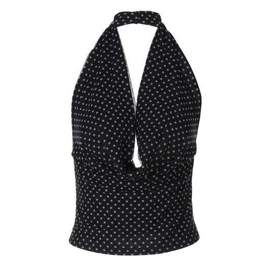 Strap Backless Polka Dot Crop Top for Women