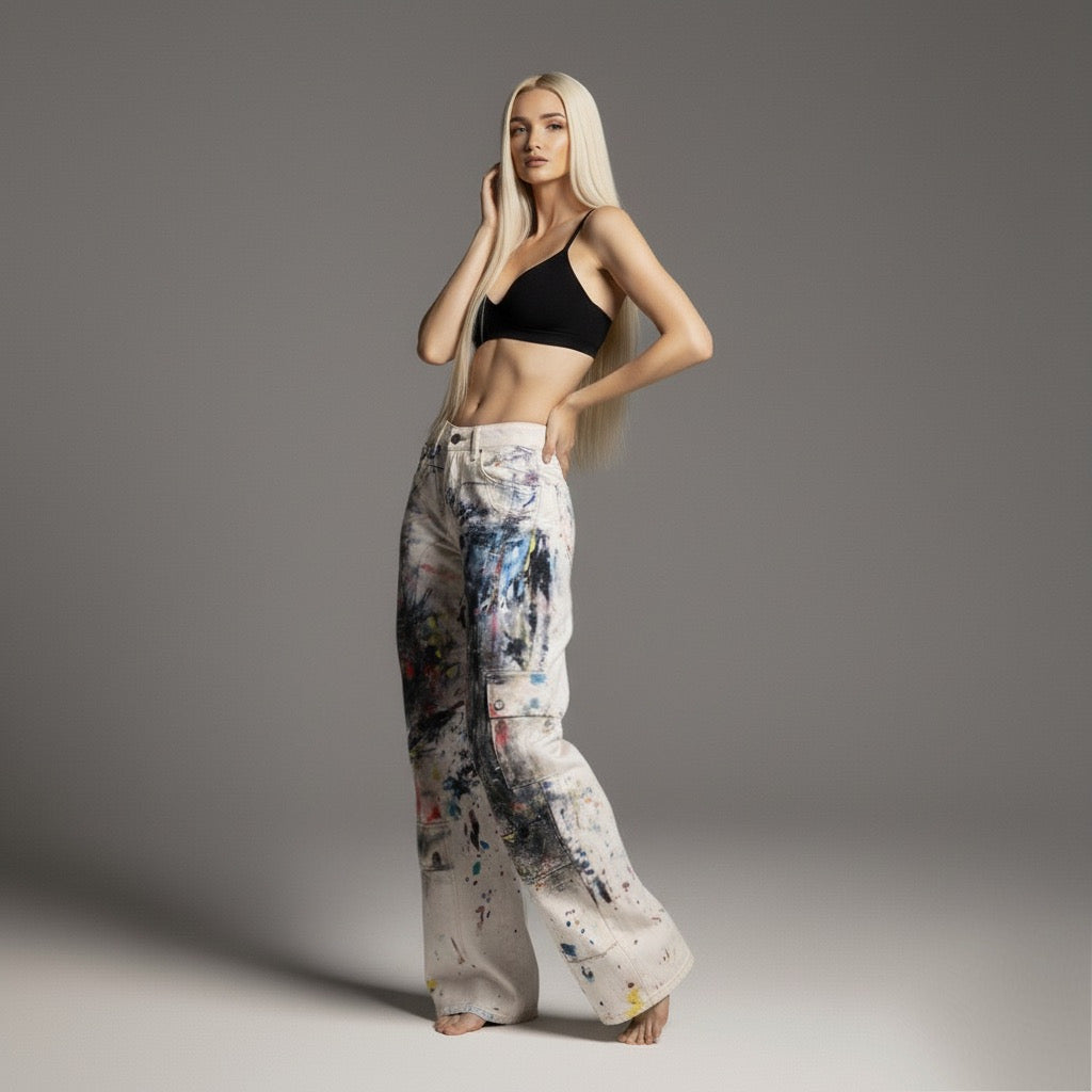 Retro Simple Loose Distressed Design Jeans