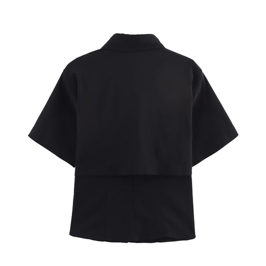 Women's Fashion Casual Short-sleeved Double-layer Shirt