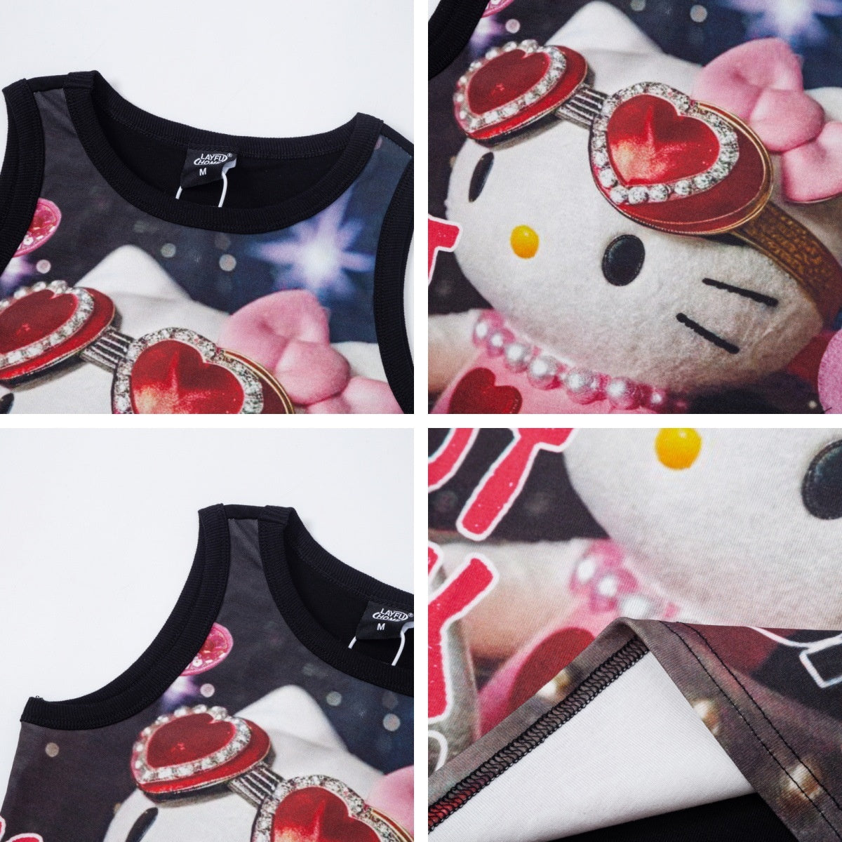 Kitty Cat Full Print Elastic Tank Top Women Slim Spicy Girl Undershirt Sleeveless Outerwear