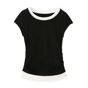 Round neck slim fit short sleeved T-shirt