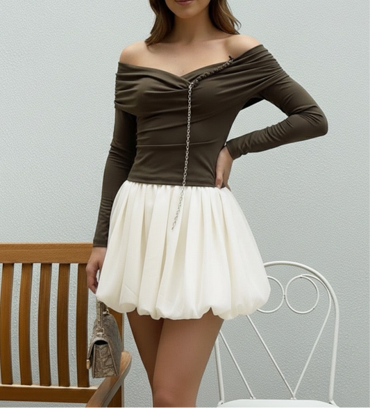 Sweetheart Ruffle Bubble Skirt with Lining