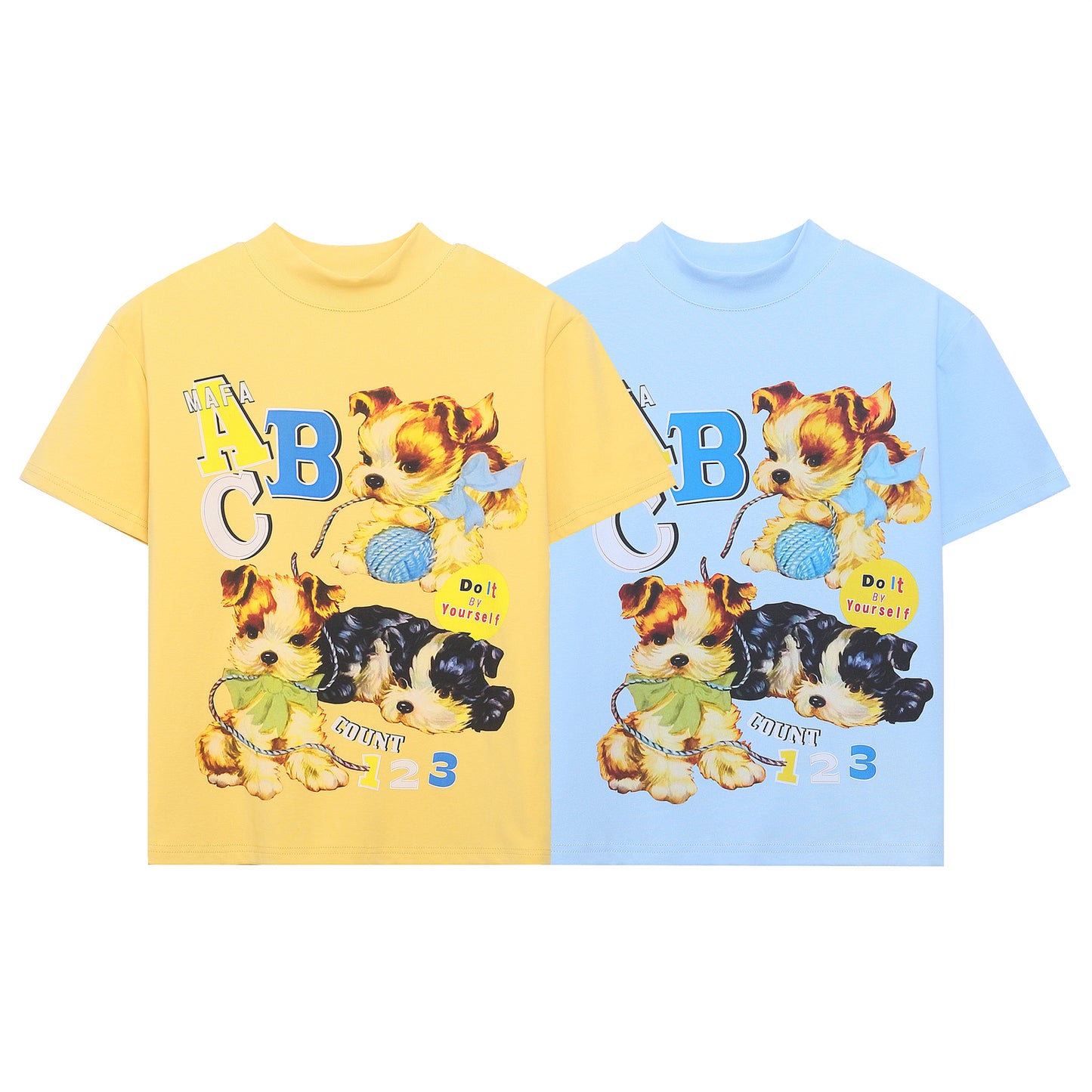 Spicy Girl Dog Print Short Sleeve T-Shirt Women Pure Cotton Slim Fit Regular Shoulder Short Top INS