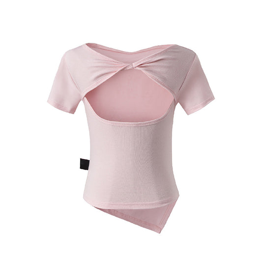 Short Sleeve T-Shirt Bowknot Sexy Backless Slim Sweet Top