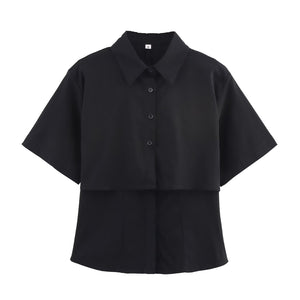Women's Fashion Casual Short-sleeved Double-layer Shirt