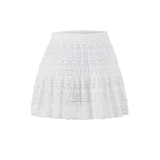 High waisted lace cake skirt midi skirt