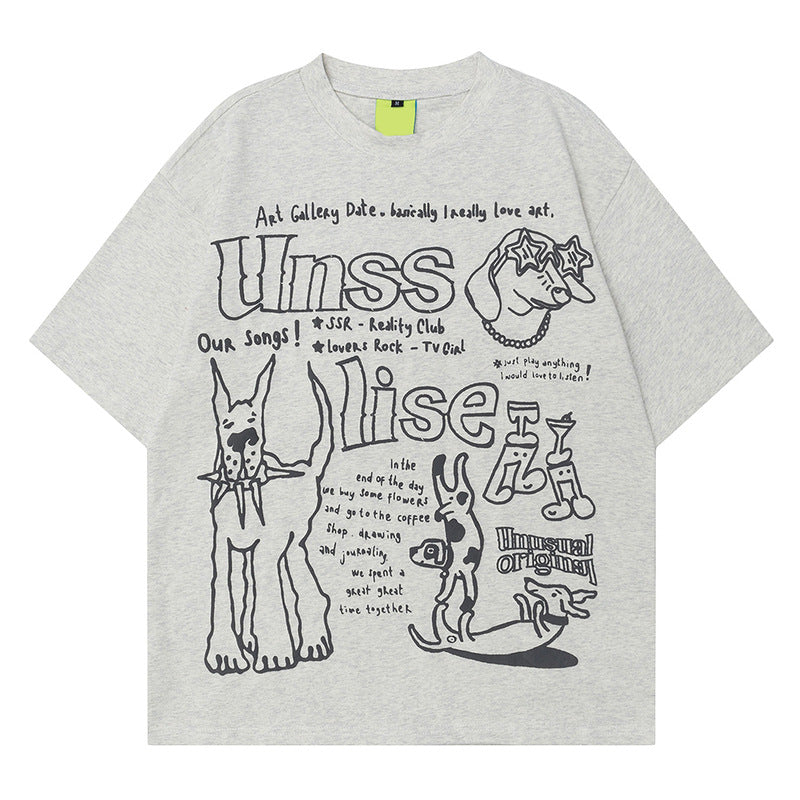 Short Sleeve T-Shirt Unisex Summer Loose Fit Couple Half Sleeve