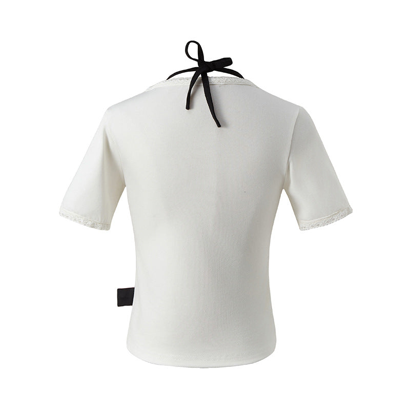 Short Sleeve T-Shirt Women's Design Fitted Slim Regular Shoulder Crop Top