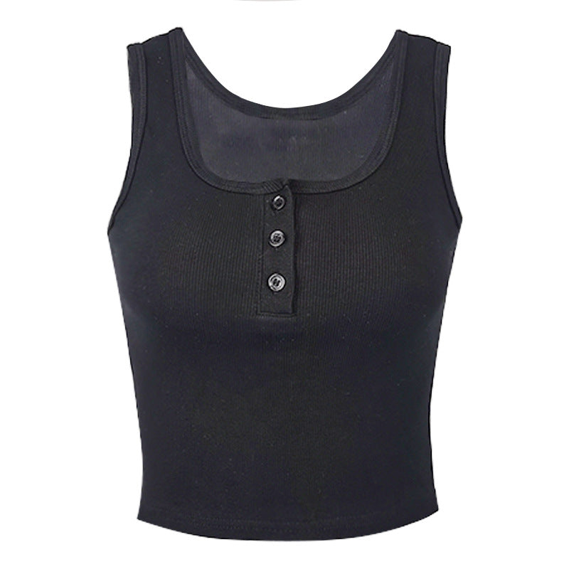 Women's short crop cut slim fit sleeveless top with exposed navel