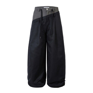 High Street Spliced Two-Piece Casual Pants Unisex Loose Wide Leg Straight Trousers Wholesale