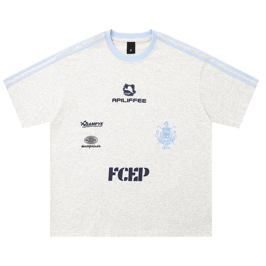 Short Sleeve T-Shirt Block Letter Loose Regular Shoulder