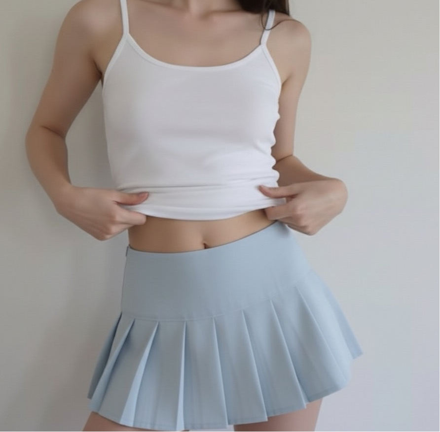 Pleated short skirt and half skirt