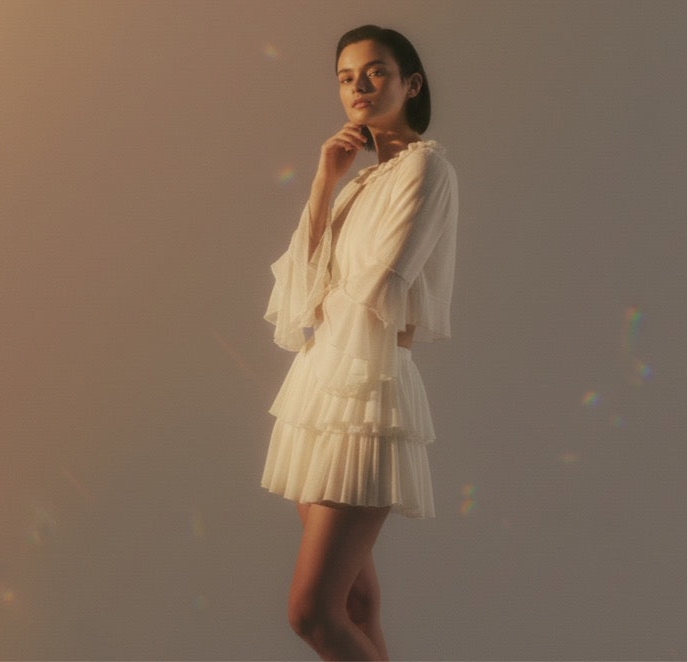 Women's Clothing Ruffled Chiffon Blouse and Skirt Two-Piece Set