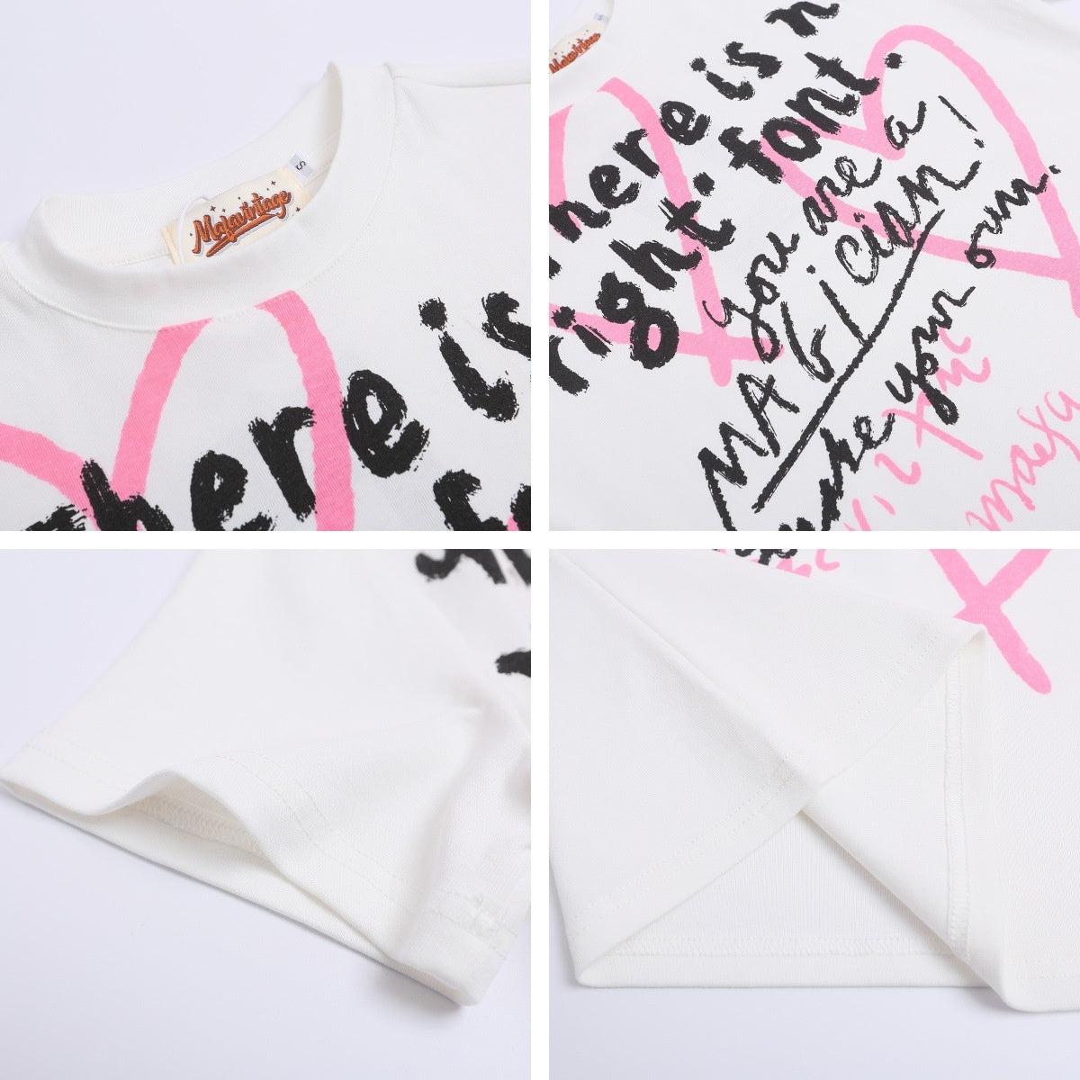 Heart Letter Print Short Sleeve T-Shirt Women's Regular Shoulder Slim Fit Cropped Spicy Girl Top INS