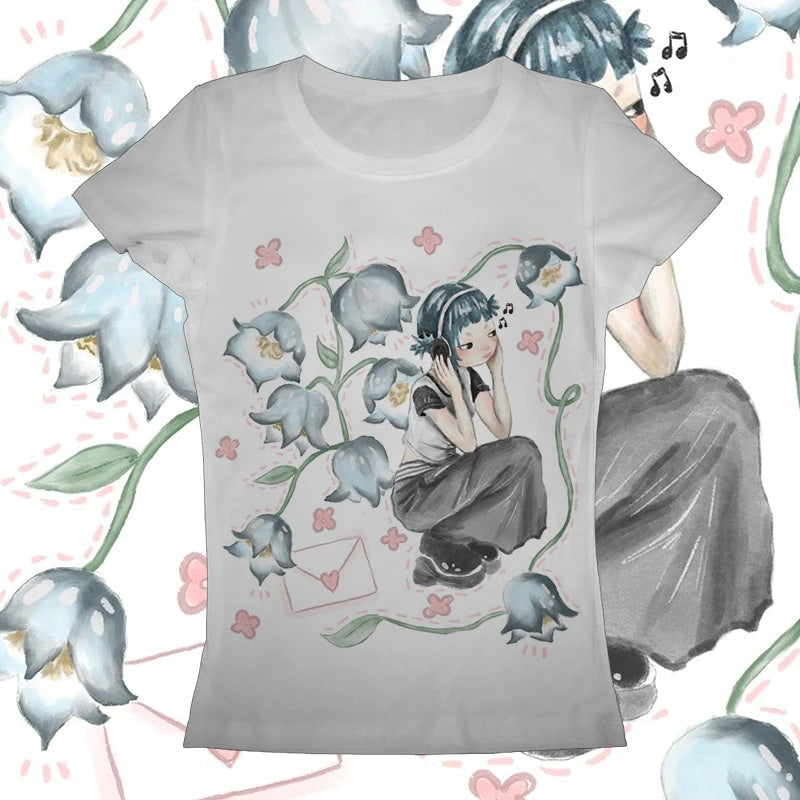 Short Sleeve Round Neck Printed Slim Fit