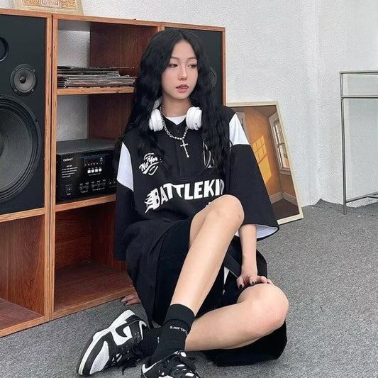 Short sleeved polo shirt men's color blocked couple T-shirt