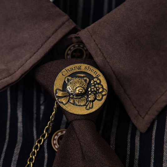 Color Block Design Collar Stripe Long Sleeve Shirt Men's Loose Casual Trendy Couple Shirt