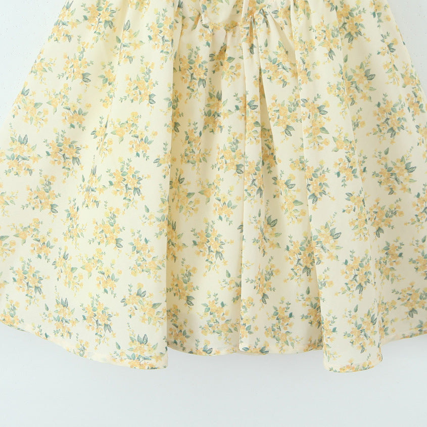 Elegant Floral Print Bow Tie Strapless Short Dress