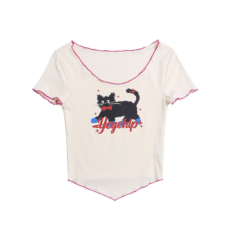 Short Sleeve T-Shirt Women Short Slim Fit Versatile Sweet and Spicy Top