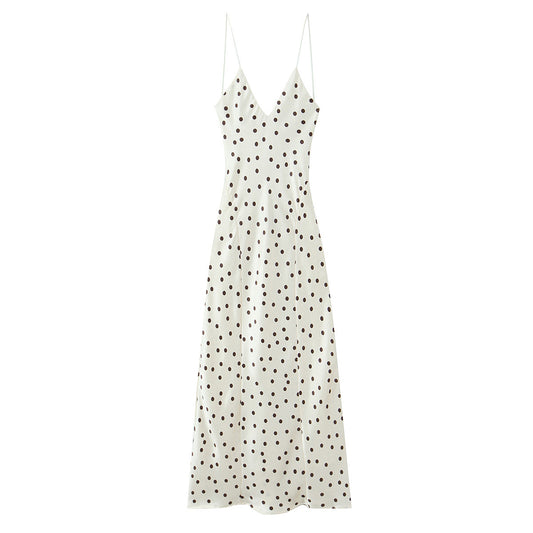 Women's Clothing Polka Dot Satin Feel Midi Dress