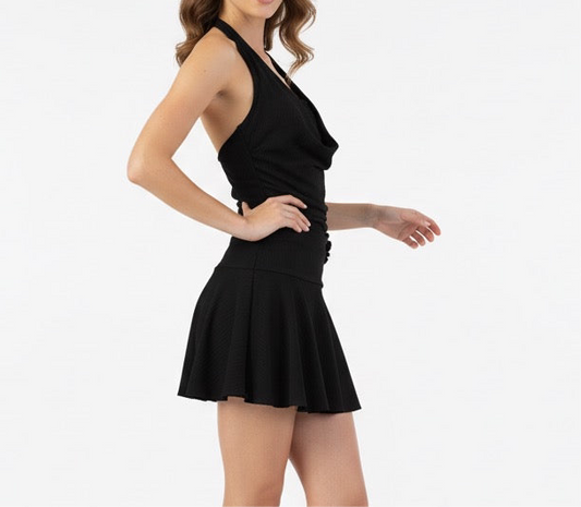 Swing collar lace two-piece waist cinching floral short dress