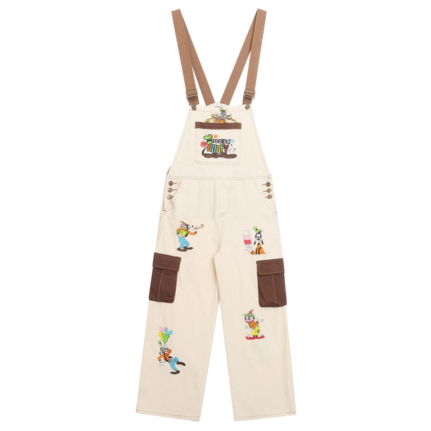 Cartoon embroidered overalls casual pants