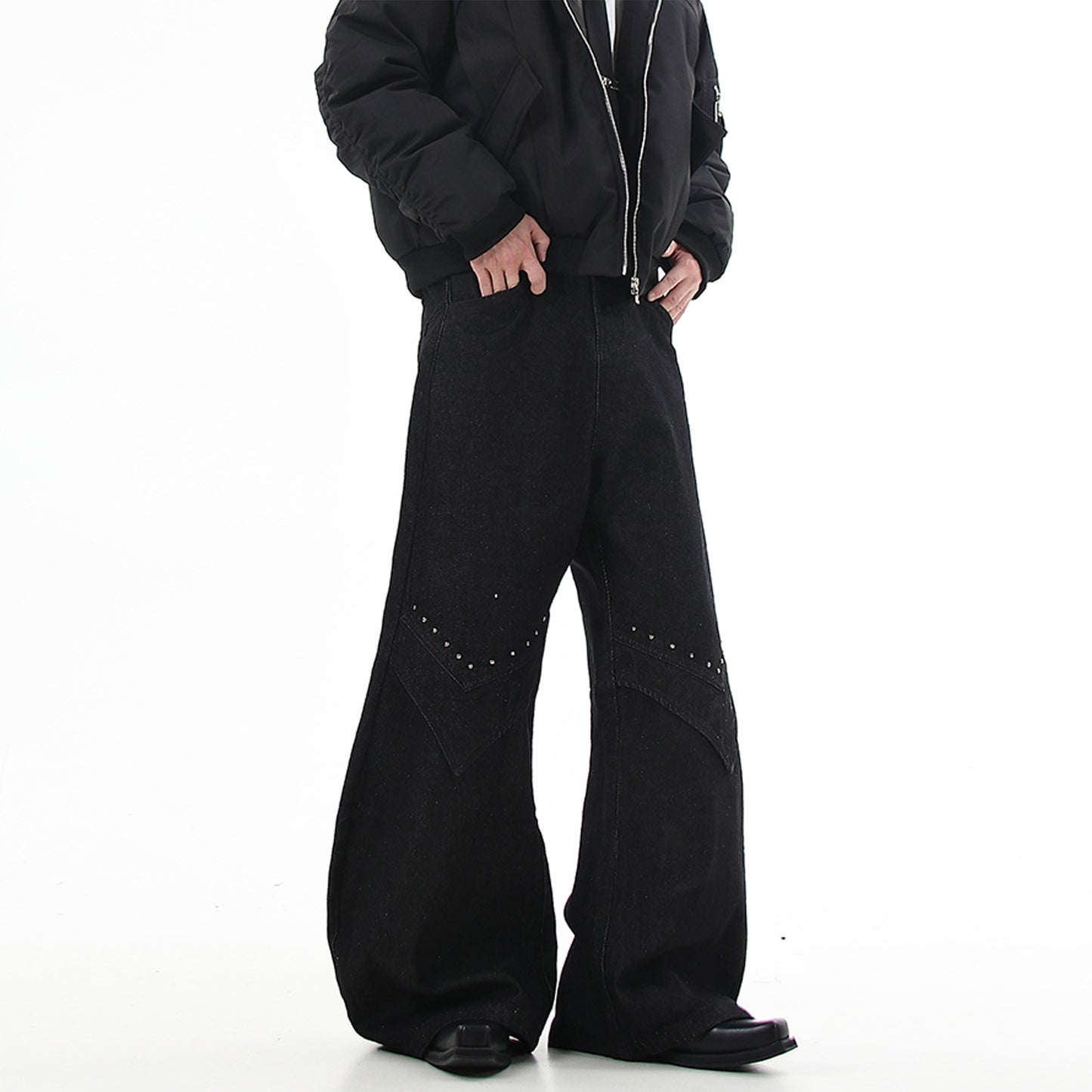 Bent knife denim straight tube slightly flared Vibe pants
