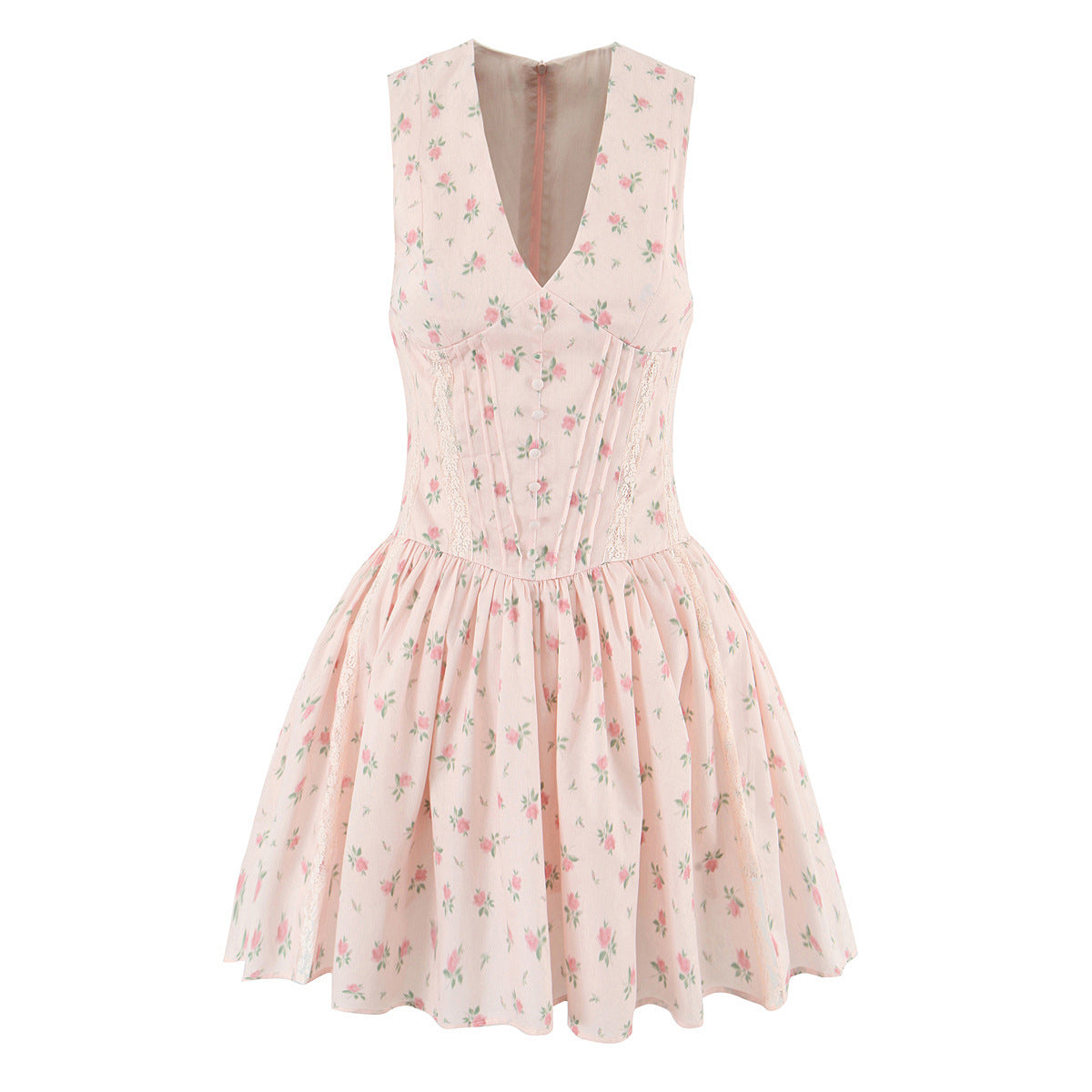 Floral Print V-Neck Mini Dress