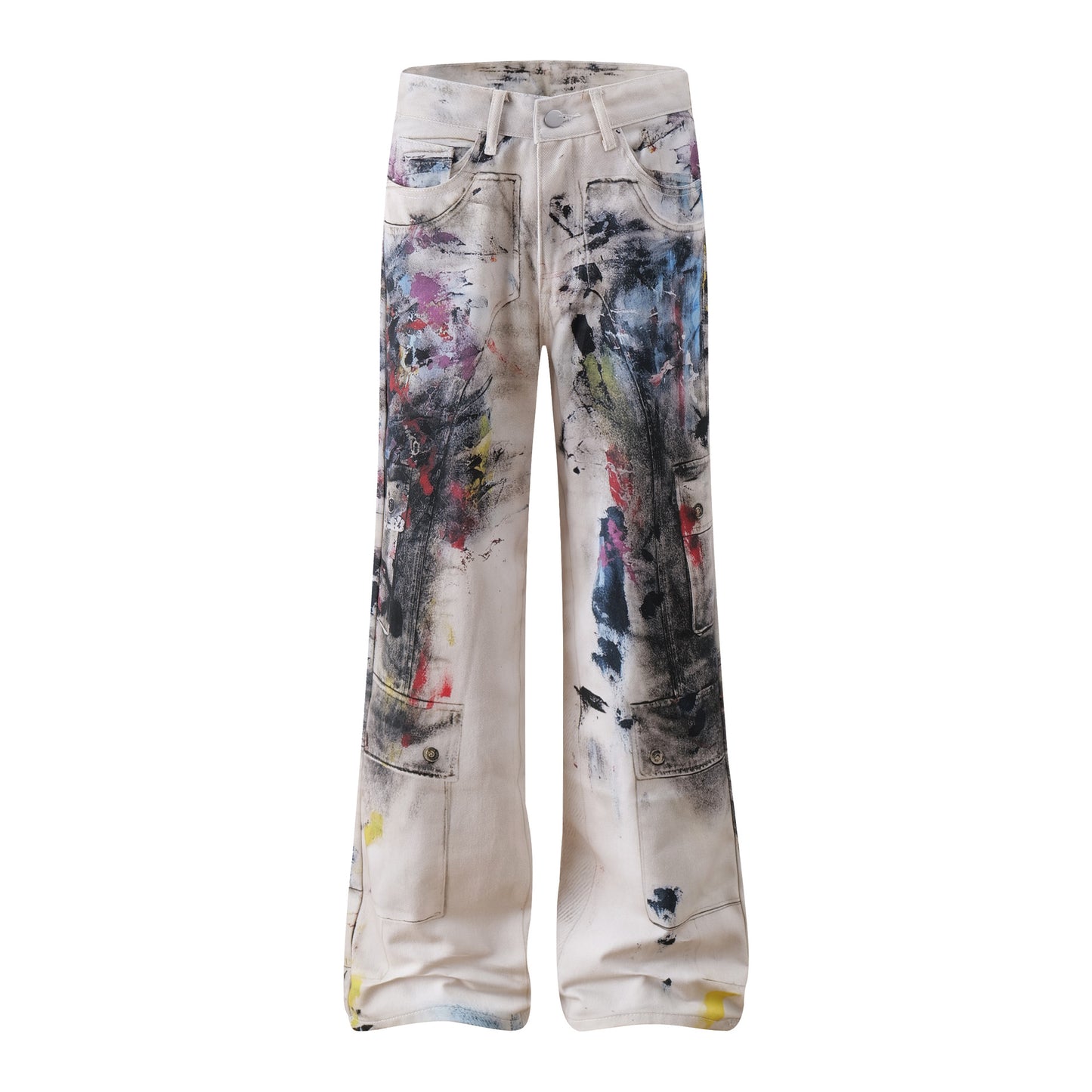 Retro Simple Loose Distressed Design Jeans