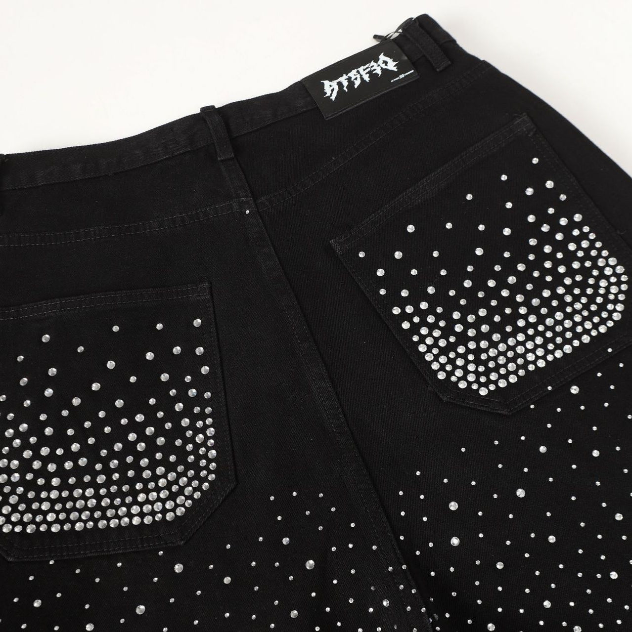 Street Style High-Quality Washed Beaded Loose Denim Long Pants
