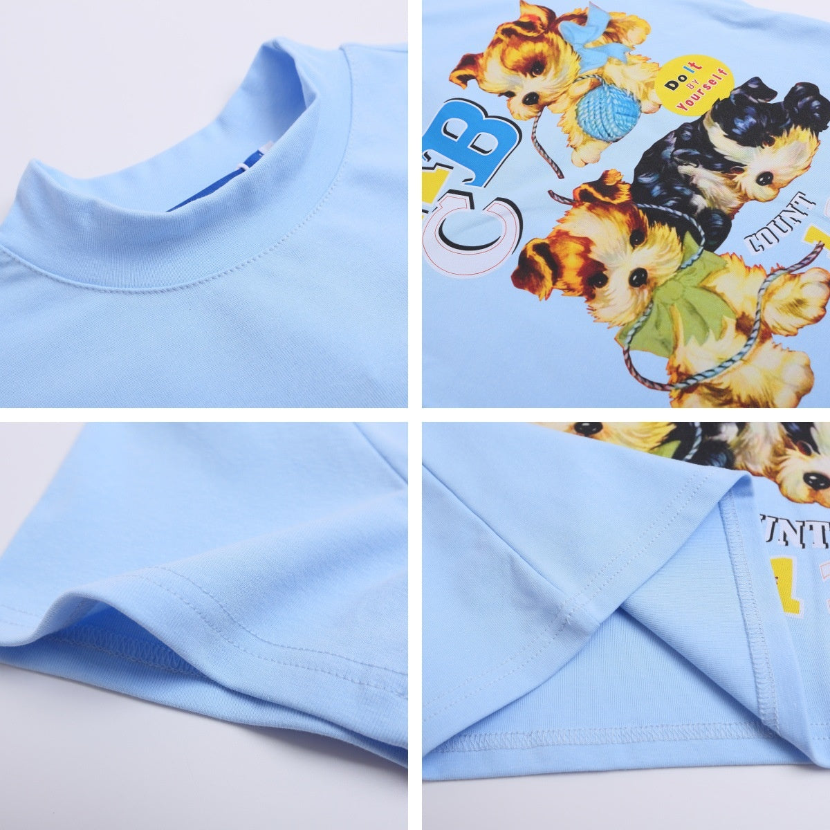Spicy Girl Dog Print Short Sleeve T-Shirt Women Pure Cotton Slim Fit Regular Shoulder Short Top INS