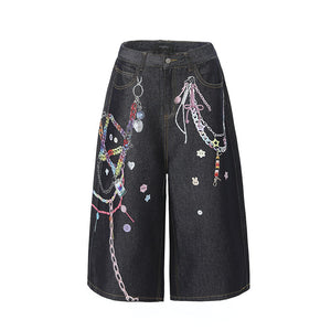 Shorts Couple Mid-Length Pants Print Loose Straight Seven-Quarter Pants