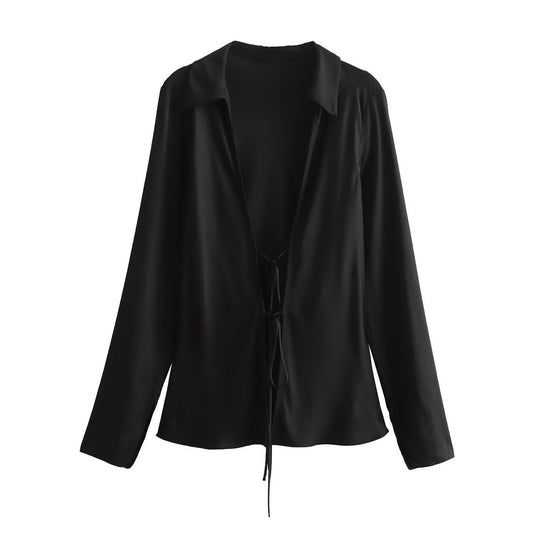 Women's Fashion Casual Bow Decorated Shirt