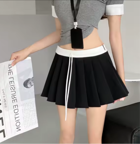 High waisted A-line short skirt pleated skirt tennis skirt