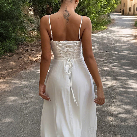 Elegant Evening Dress Short Sleeve Solid Color Women's Dress