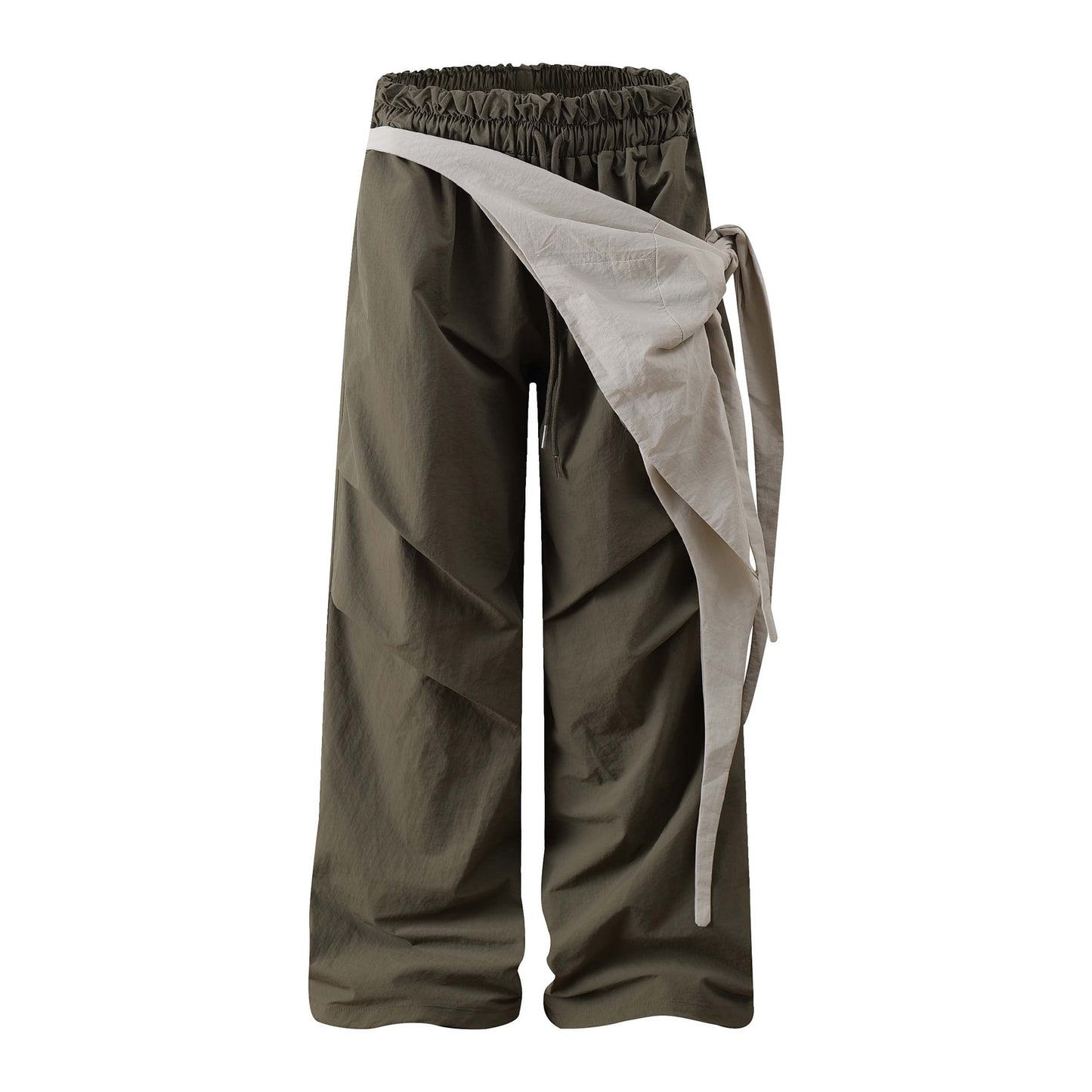 Pleated Patchwork Casual Pants Unisex Loose Wide Leg Straight Tube Sports Trousers
