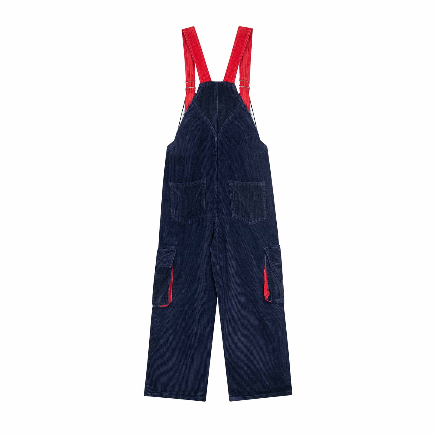 Colorblock Trendy Unique Design Fun Cartoon Embroidery Overalls Unisex Straight Jumpsuit