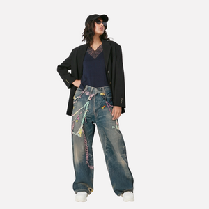 New 3D candy chain printed imitation jeans loose fit