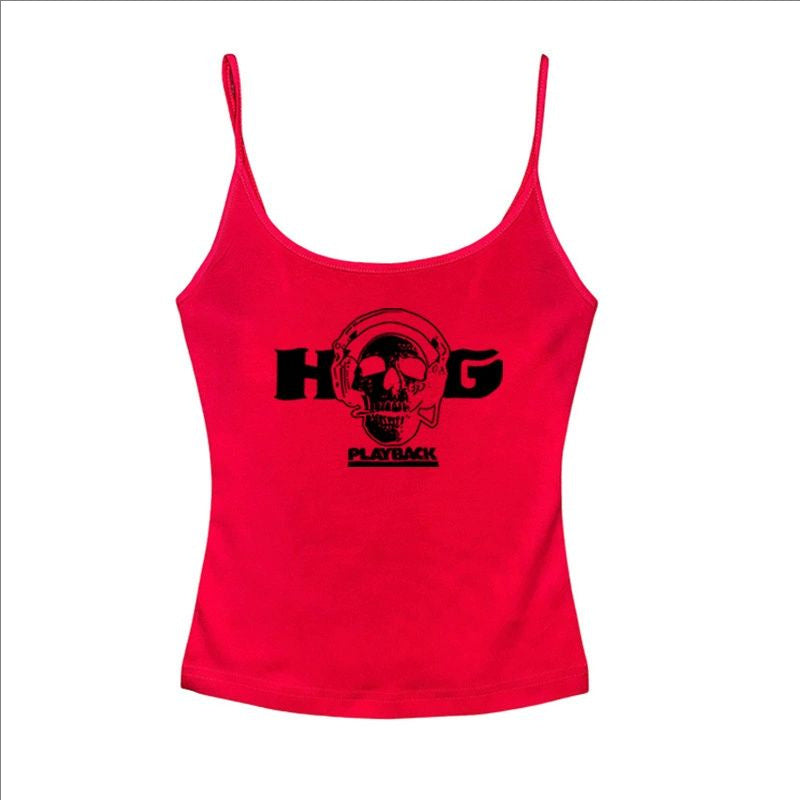 Gothic Skull Print Versatile Sexy Punk Fitted Slim Strapless