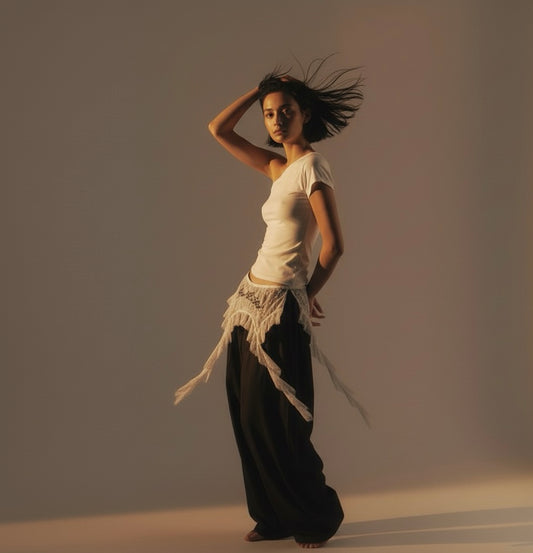 Lace patchwork pants with personalized loose fit