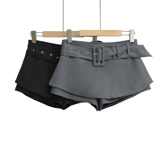 Low waisted waist belt skirt pants half skirt
