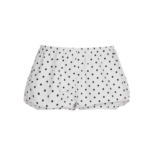 Retro style minimalist polka dot contrasting color slimming low waist woven flower bud shorts