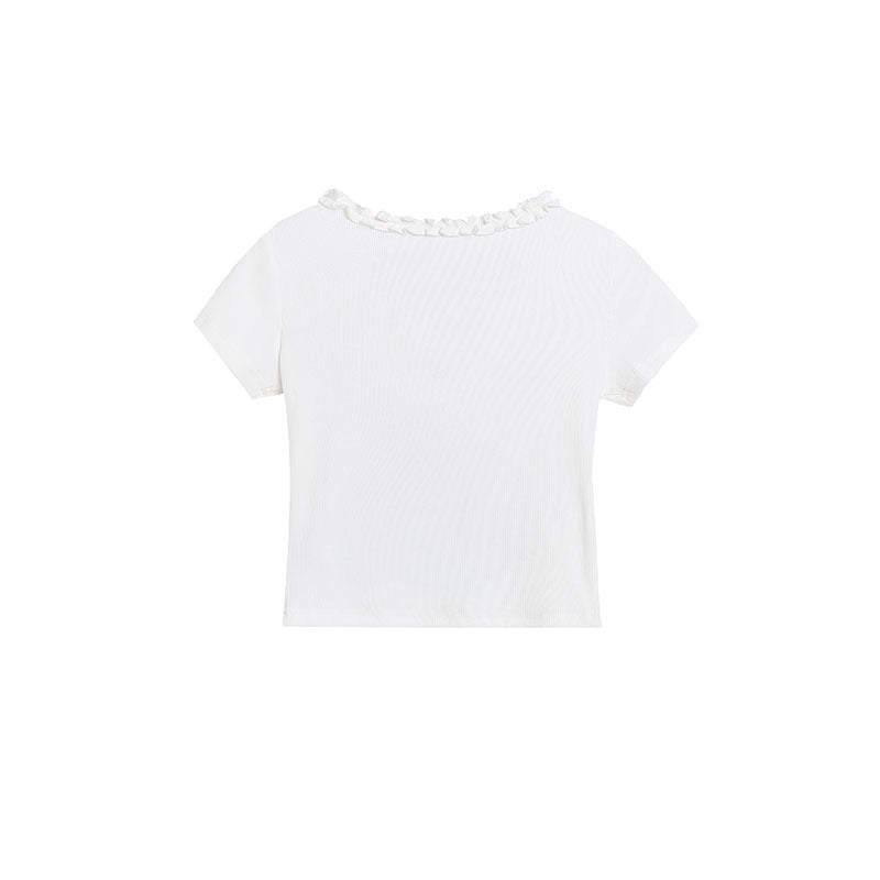 Short Sleeve T-Shirt for Women Slim Fit Spicy Girl Style Casual Tie-Back Crop Top