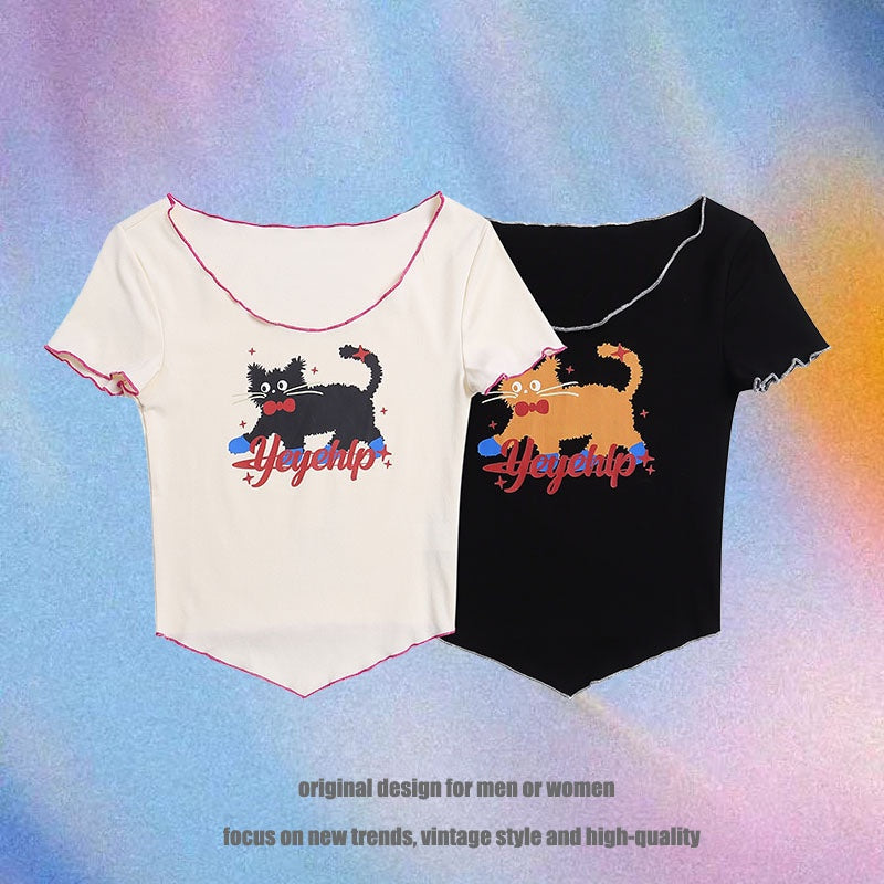 Short Sleeve T-Shirt Women Short Slim Fit Versatile Sweet and Spicy Top
